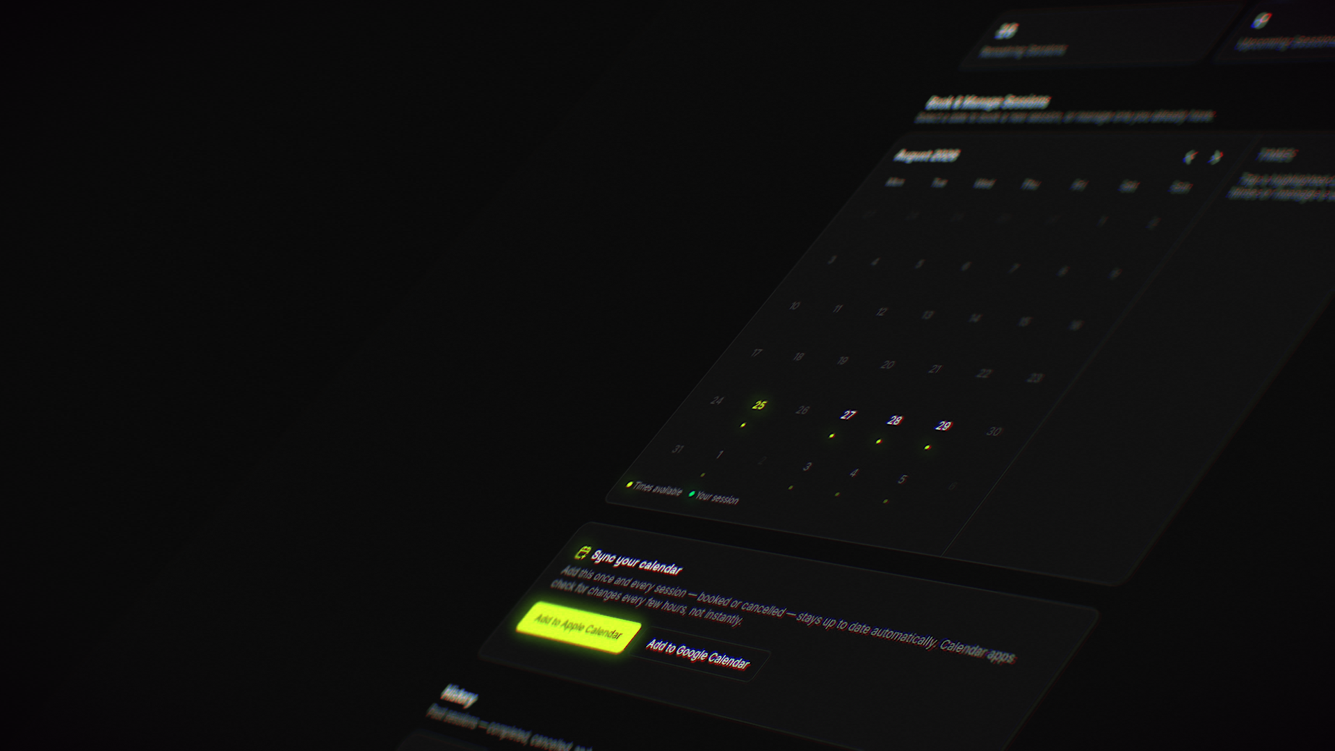 Client scheduling dashboard